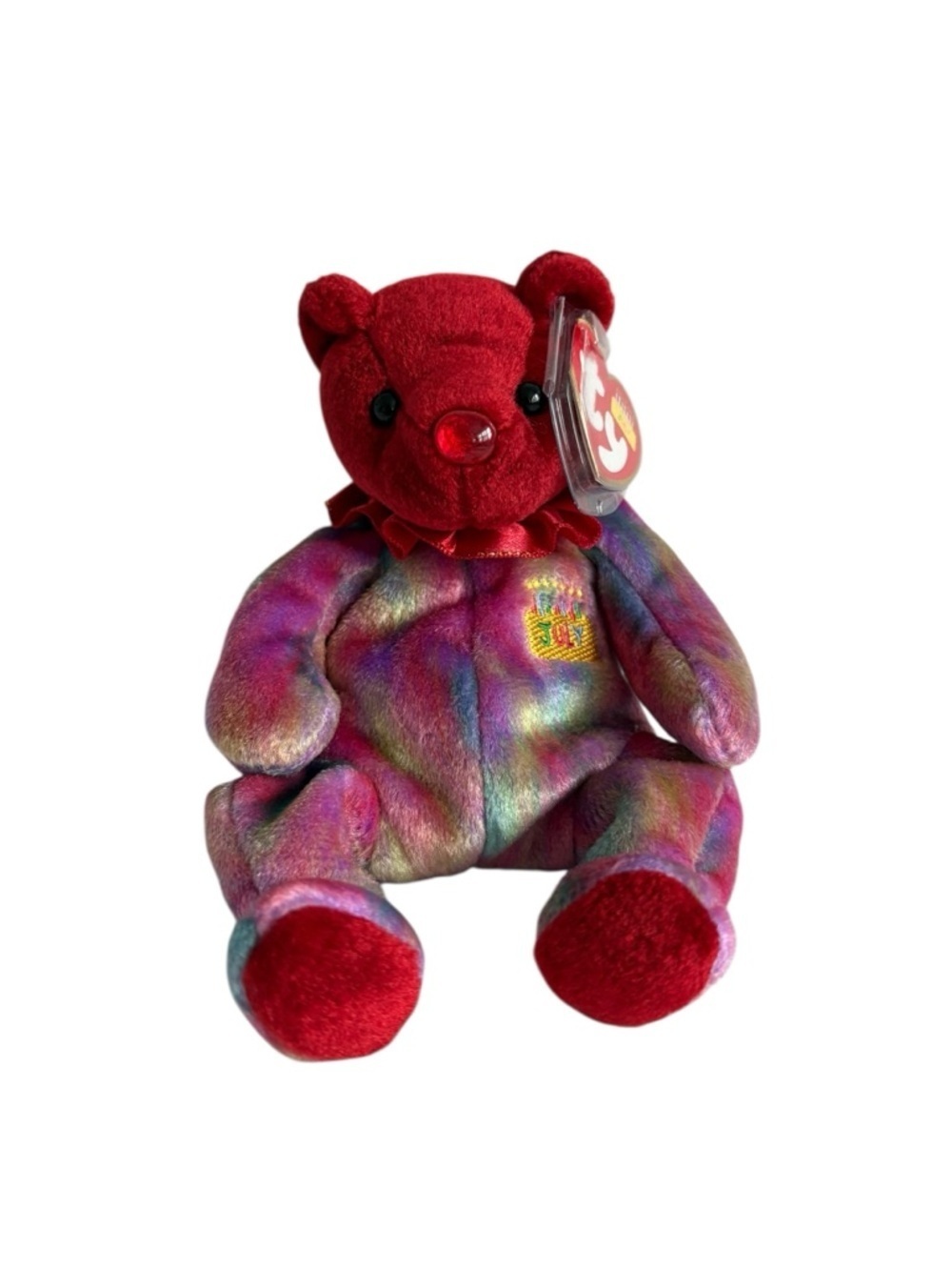 Ty Beanie Babies Multicolor Birthday Bear Plush - July
